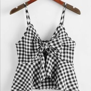 Tie front plaid cami top.